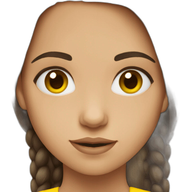 Ukrainian girl with brown hair and flag on her cheek emoji