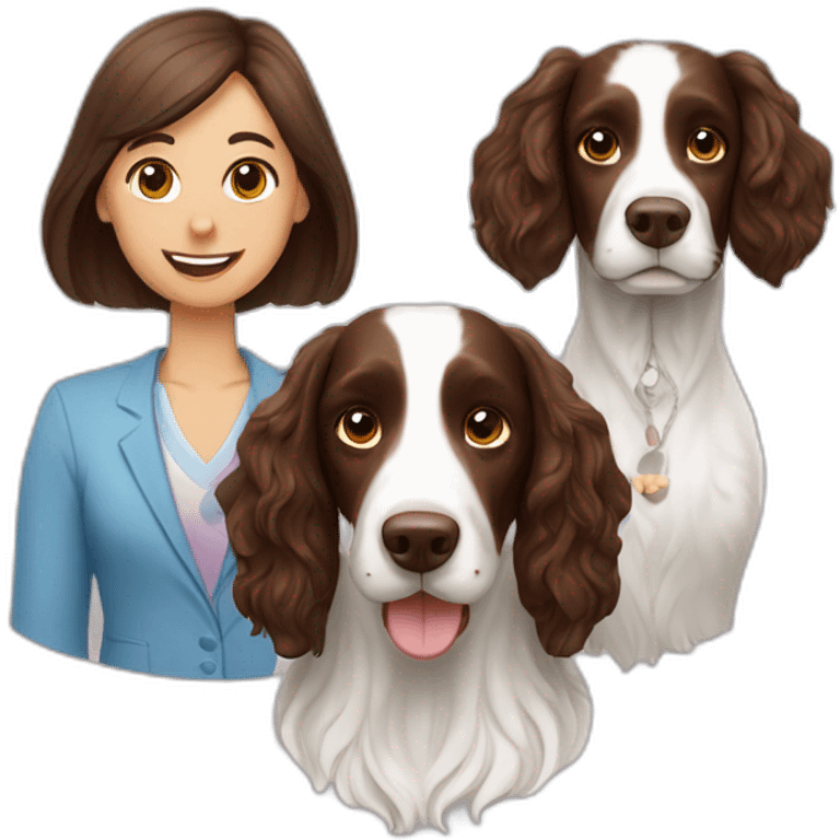 Springer spaniel with man and woman emoji