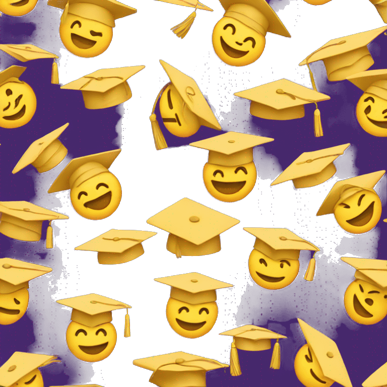 Extremely smiling emoji with graduation cap emoji