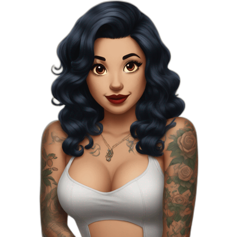 Pinup dark hair and tattoos emoji