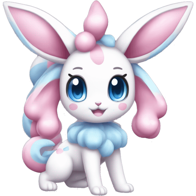 Kawaii Gorgeous Beautiful Pretty Shiny Sparkly Sylveon-Pokémon full body emoji