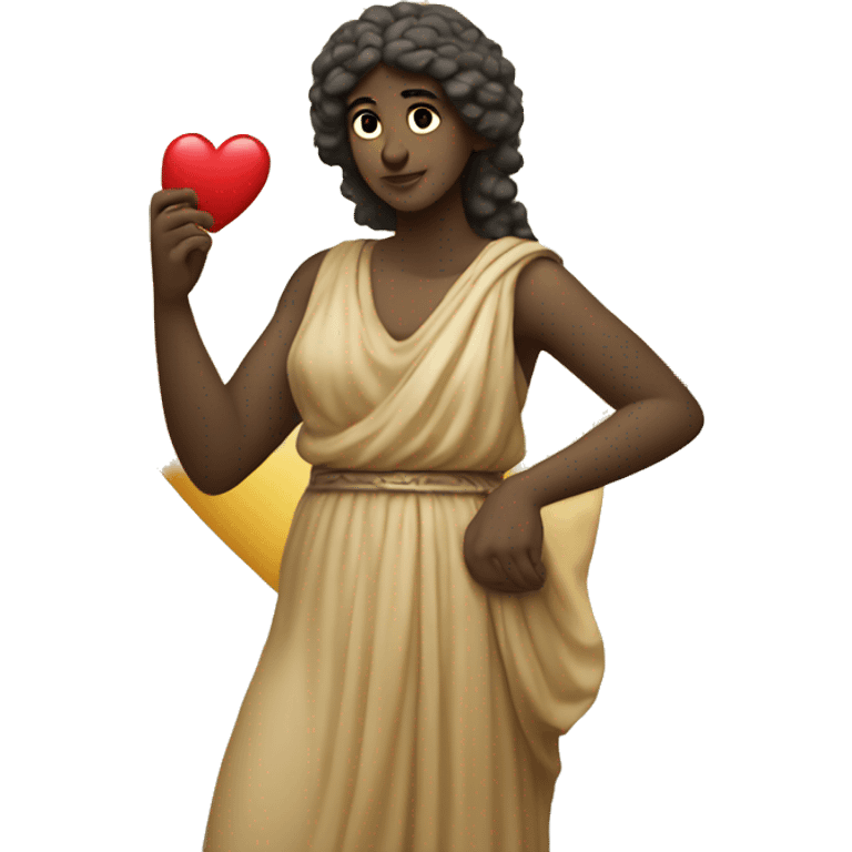 Greek Sappho holds a heart in her hand emoji