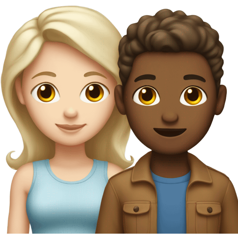 Brown skin mom, white skin, one white skin boy and one white skin girl emoji