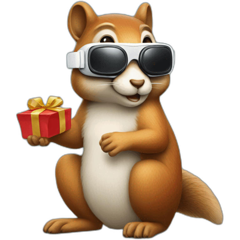 sitting christmas squirel wearing vr glasses emoji