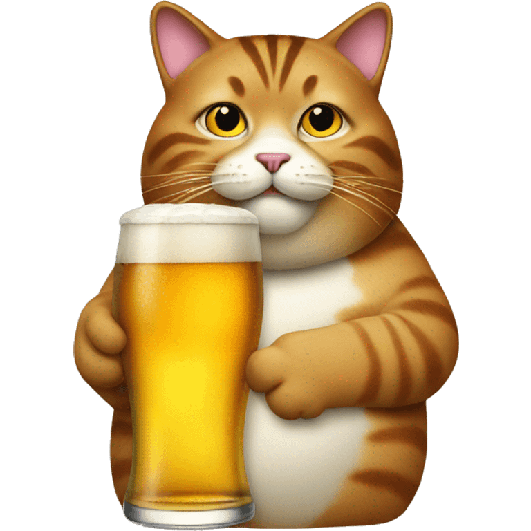 a fat cat drink beer emoji