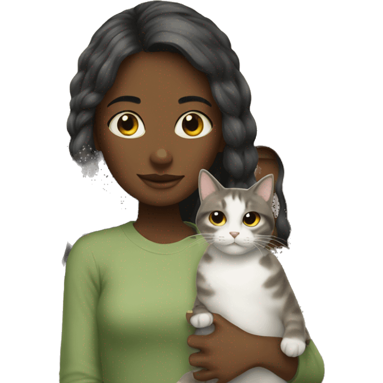 Girl with cat at home emoji