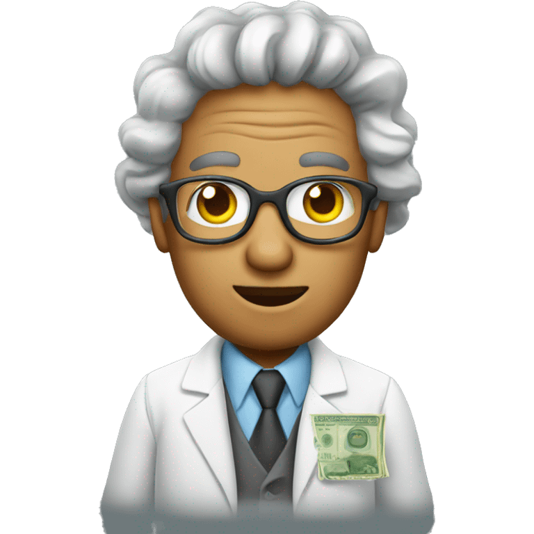 scientist with stack of money bills emoji