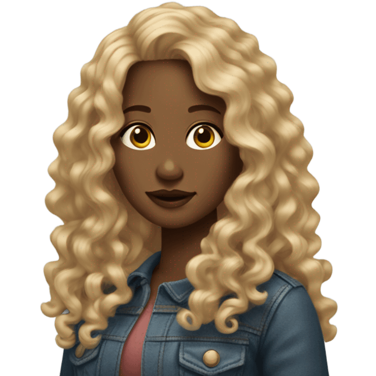 Gorgeous light brown woman with blonde long curly hair  emoji