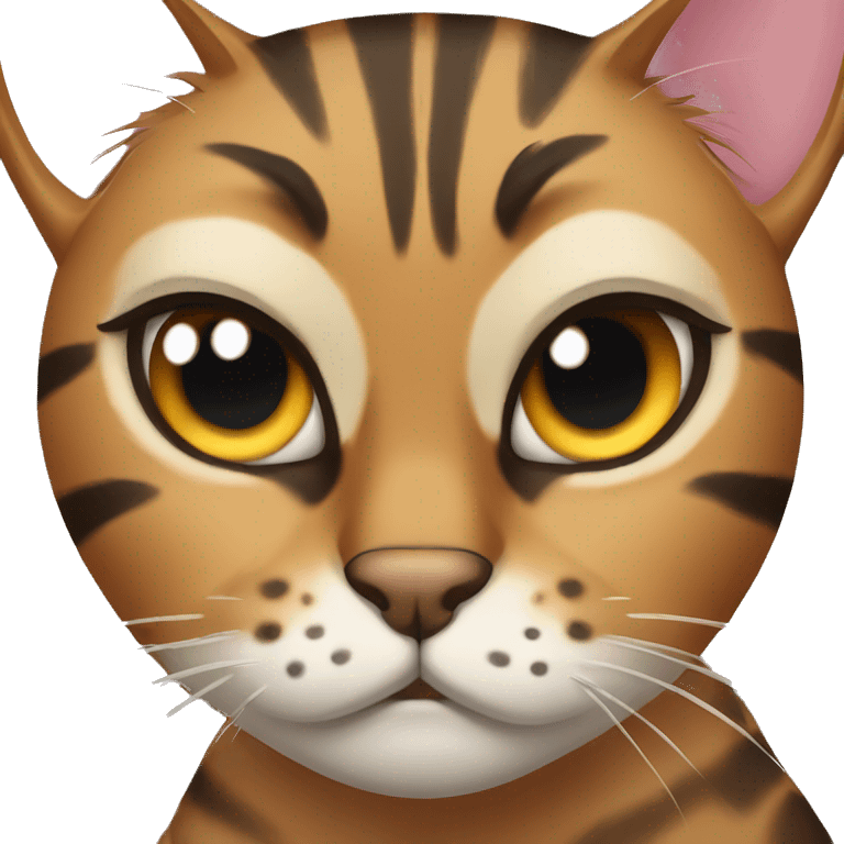 Bengal cat with angry face angry eyebrows and frown mouth  emoji