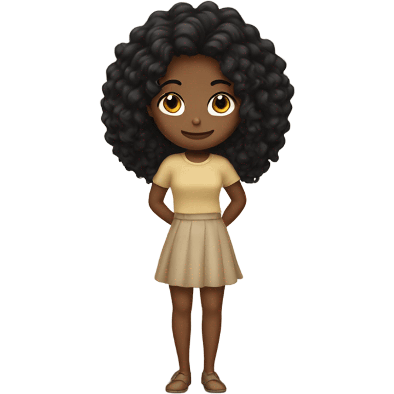 Wheat color girl with black wavy hair emoji