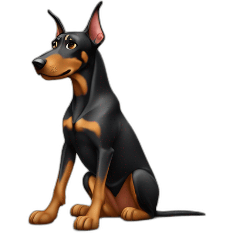 a doberman sitting ad bank emoji