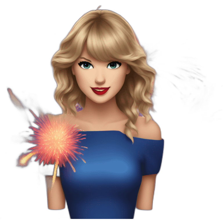 Taylor Swift with fireworks emoji