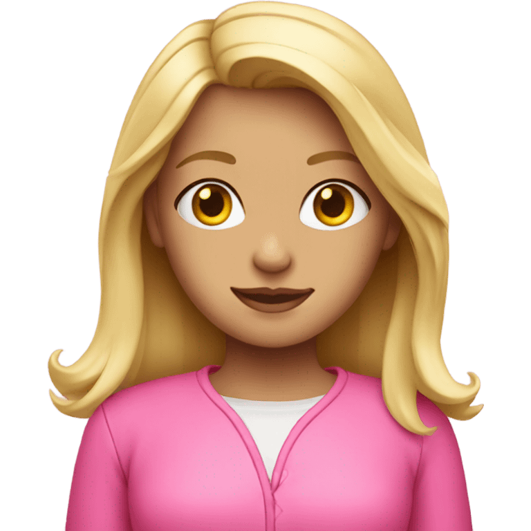 Blond girl in pink emoji