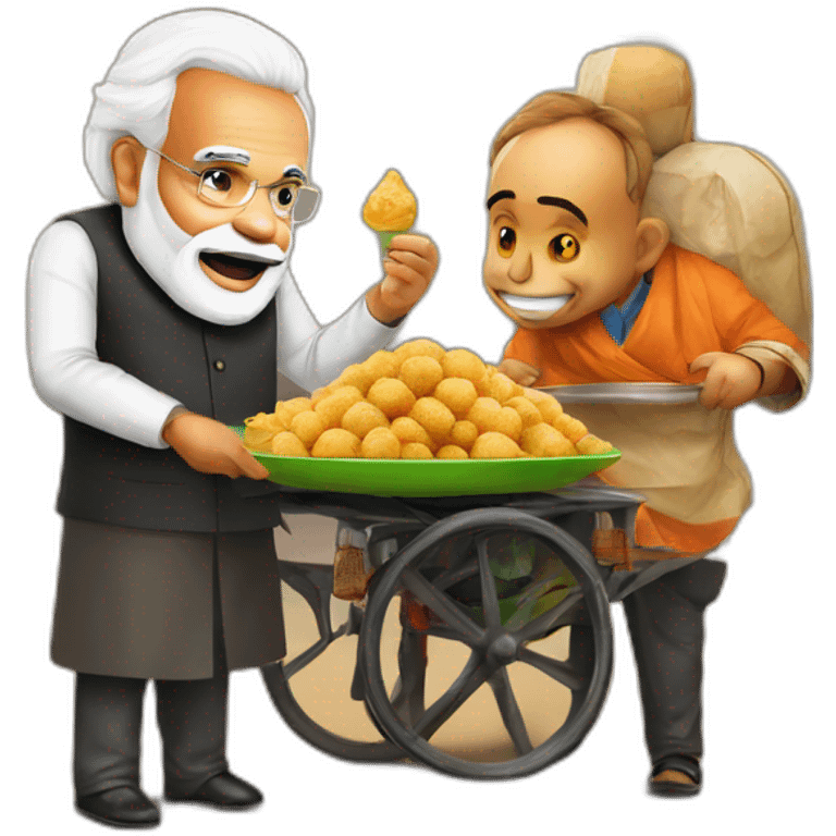 Modi ji with Pani Puri seller emoji