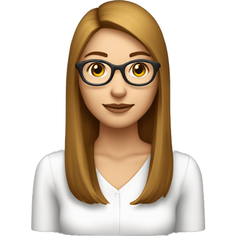 Femme jeune cheveux châtain lisse long lunette emoji