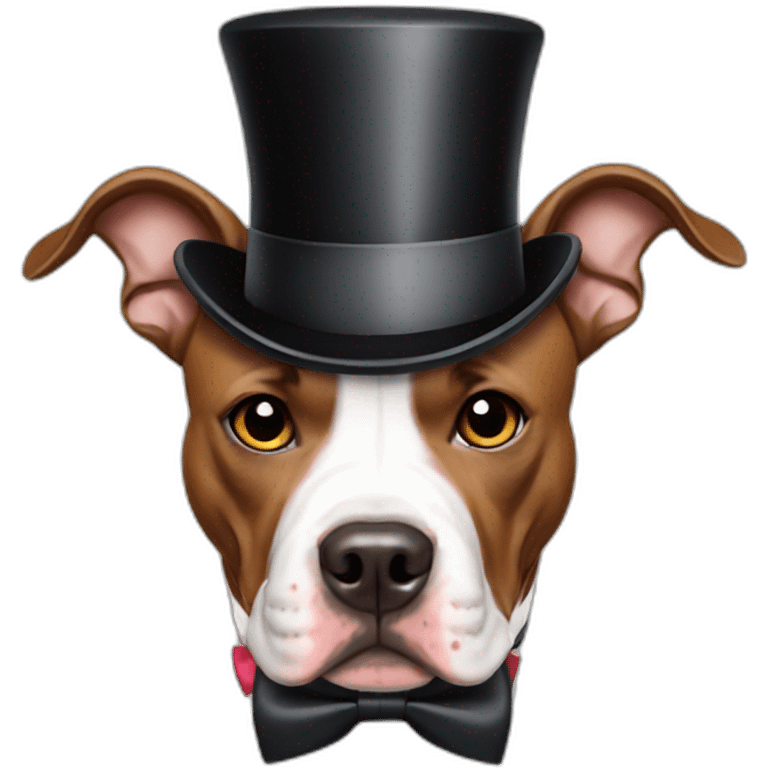 Pitbull wearing a top hat and bow tie emoji