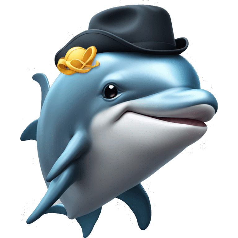 Dolphin with a hat emoji