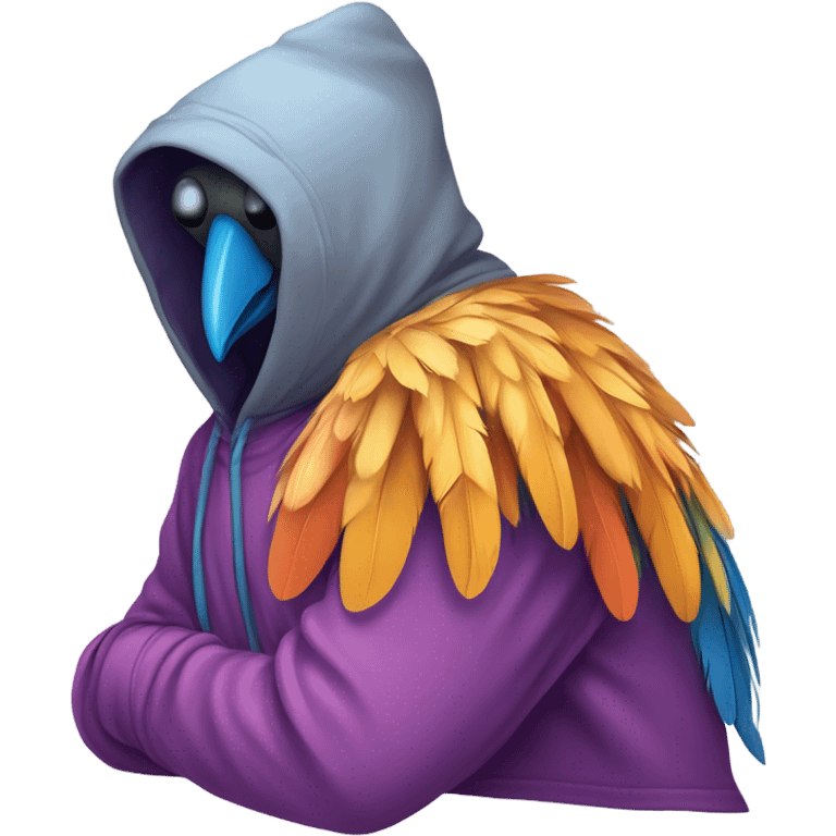 Bird wearing hoodie  emoji