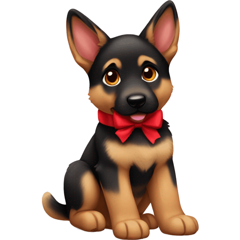 german shepherd puppy red bow  emoji