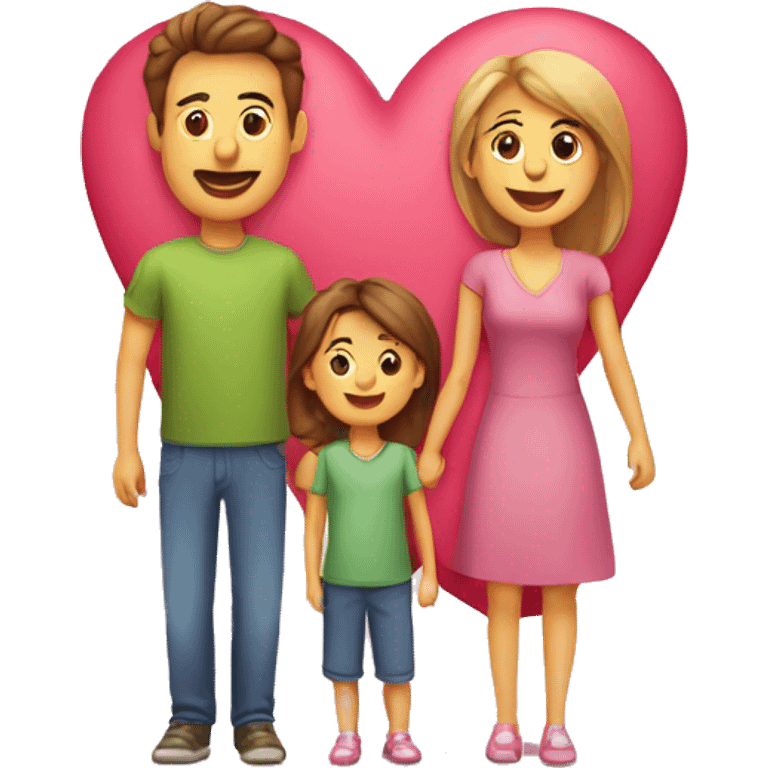 Heart and mom and dad and kids emoji