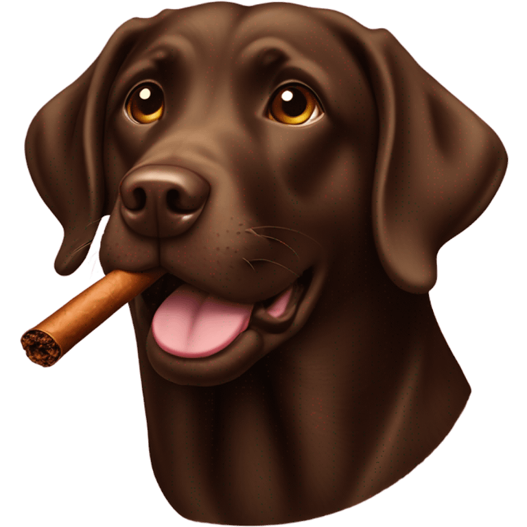 Chocolate lab with cigar emoji