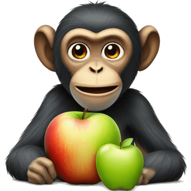 monkey with apple emoji