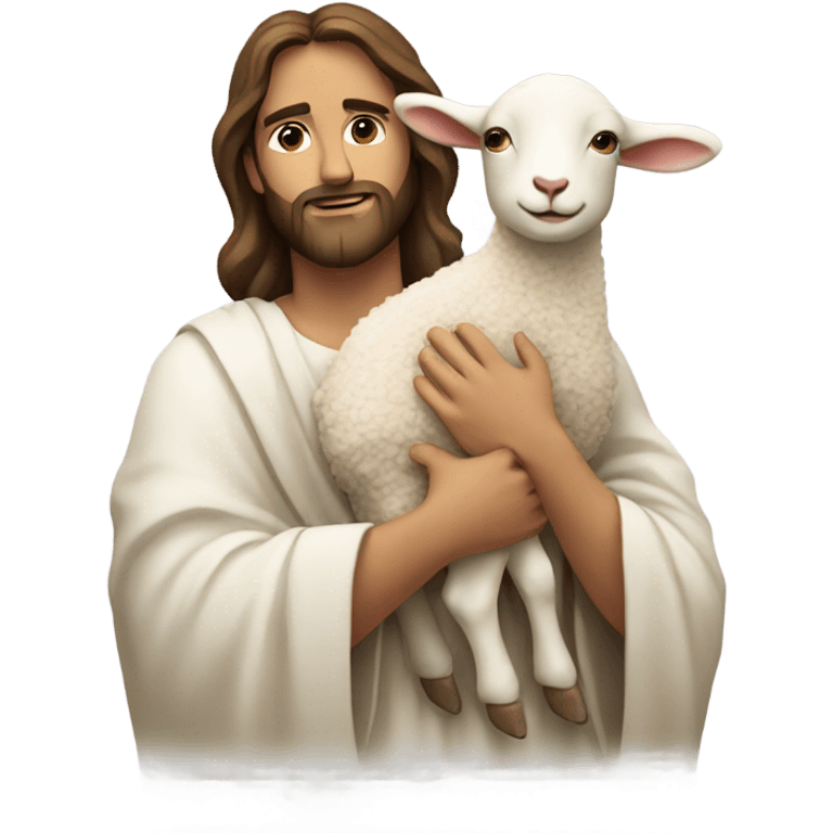 Jesus holding a lamb over his shoulders  emoji