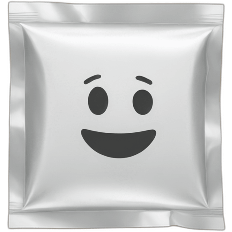 Square plastic wrapper with circle inside emoji