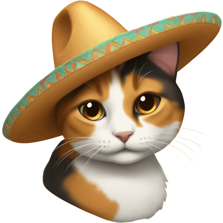 Calico cat with sombrero emoji