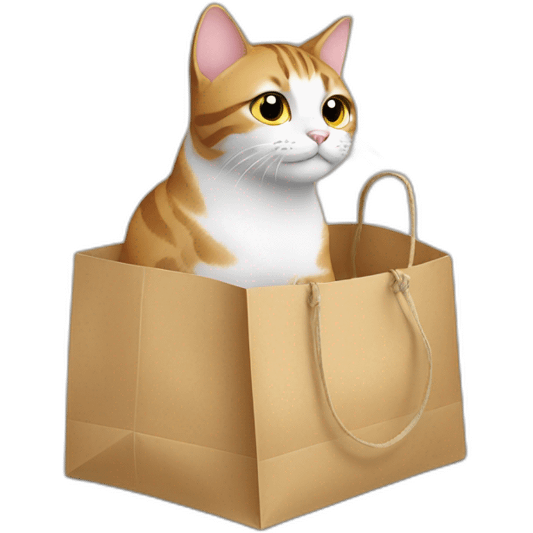 Cat sitting in shopping bag emoji