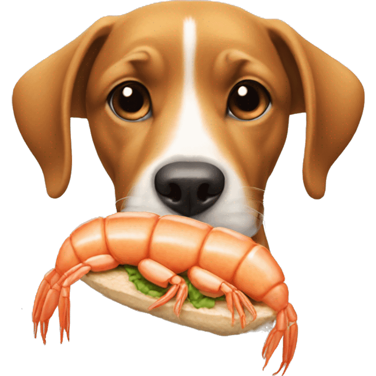 Dog eating shrimp emoji