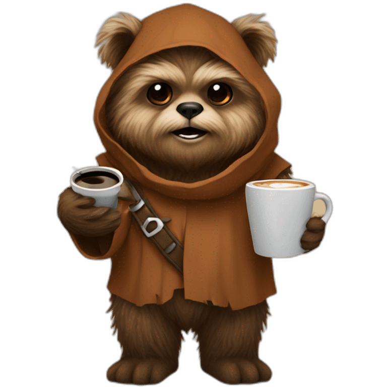 ewok with coffee in hand emoji