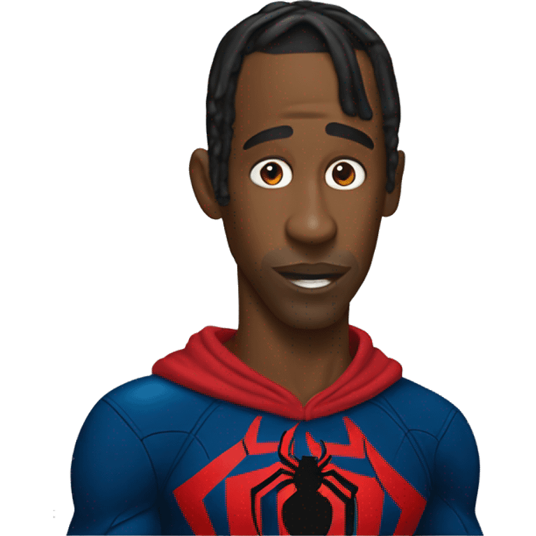 Travis Scott wearing spiderman costume without mask emoji