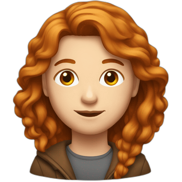 Personne rousse avec un grand brun emoji