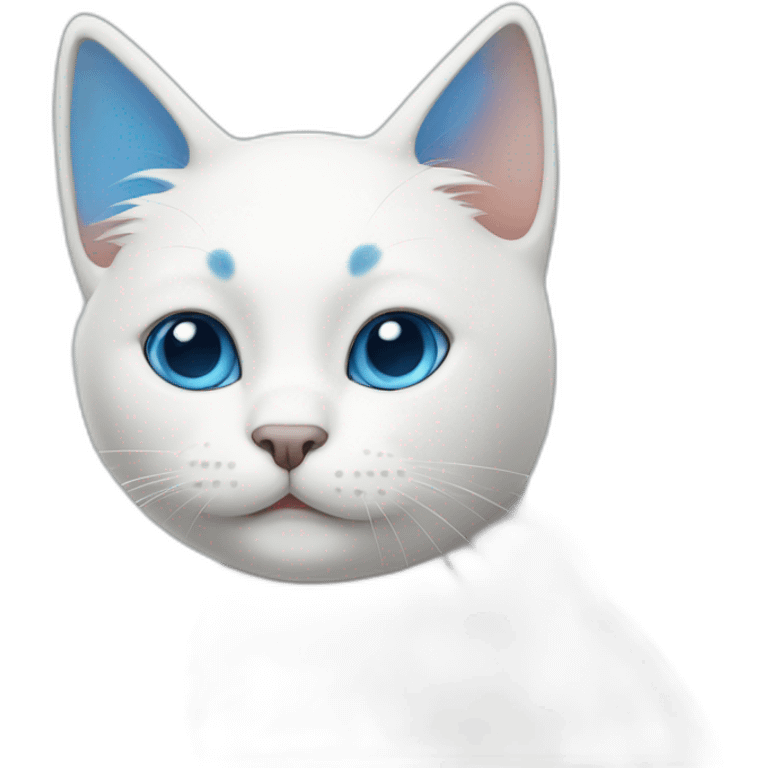 cartoon-white-cat,-with one-blue spot and one blue ear emoji