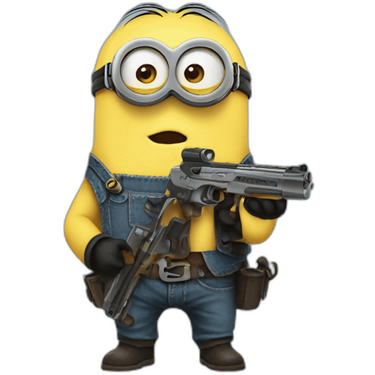 minion baby with gun in each hand emoji