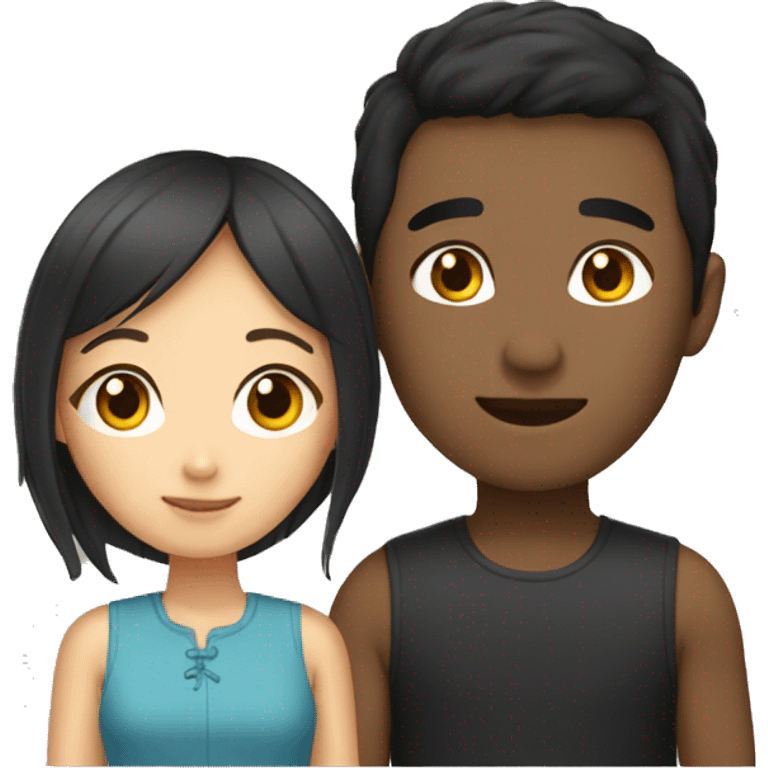 asian girl and black boy couple emoji