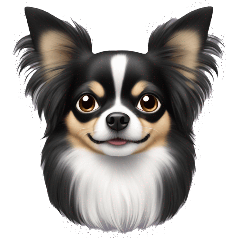 long haired black and white chihuahua emoji