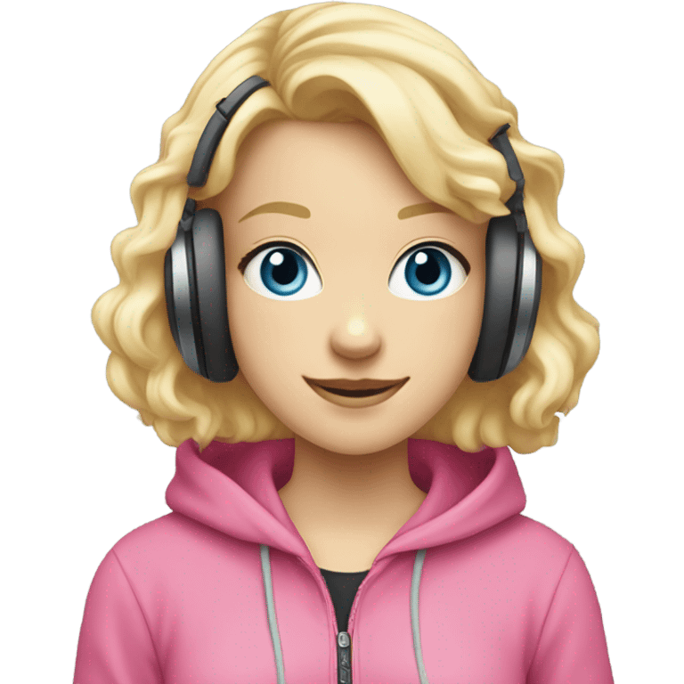 blonde hair blue eyed gamer girl pink  emoji