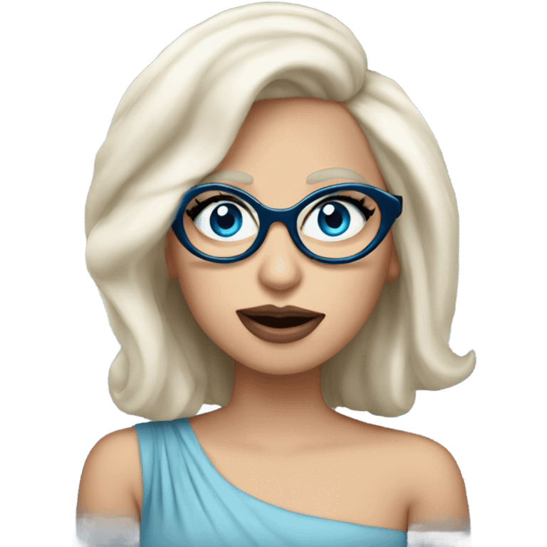 Real lady-gaga-sing-blue eyes- wearing glasses: emoji