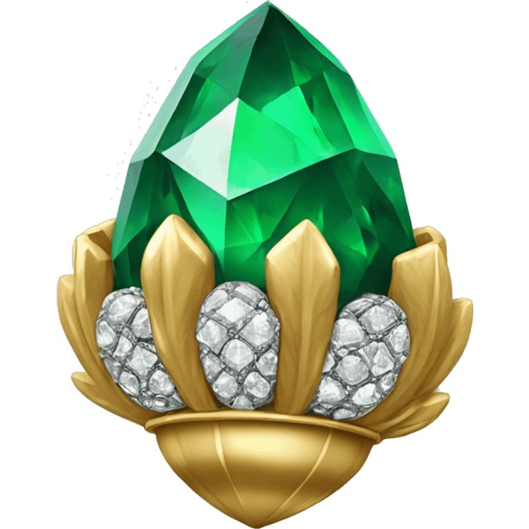 emerald Acorn, sparkling like a diamond, with stem made of gold and diamonds emoji