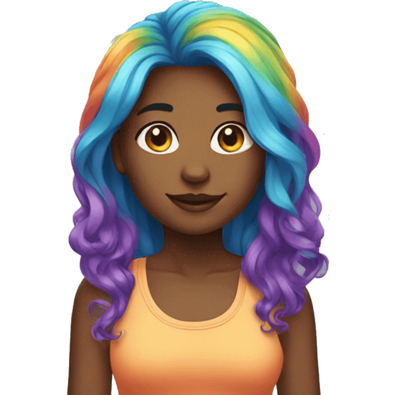 Girl with rainbow hair emoji