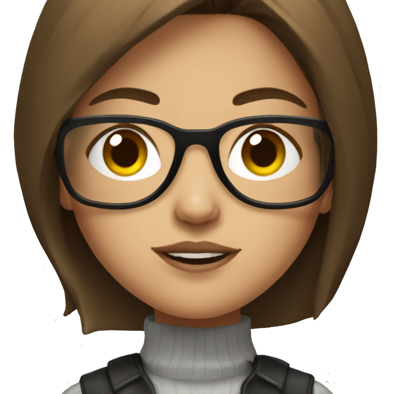 girl with brown hair and glasses, with gangster outfit emoji