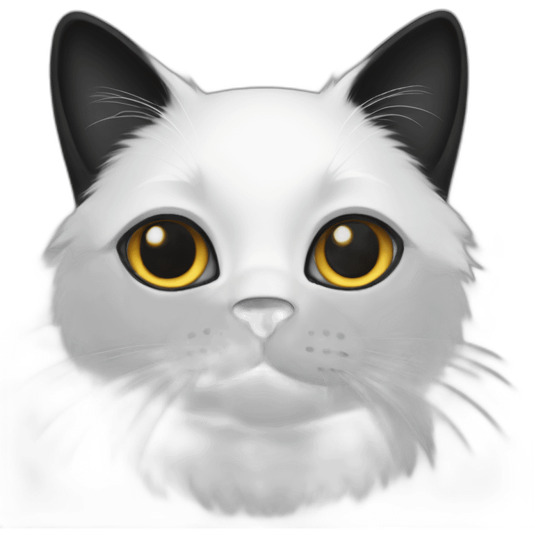 white cat with black ears and hair emoji