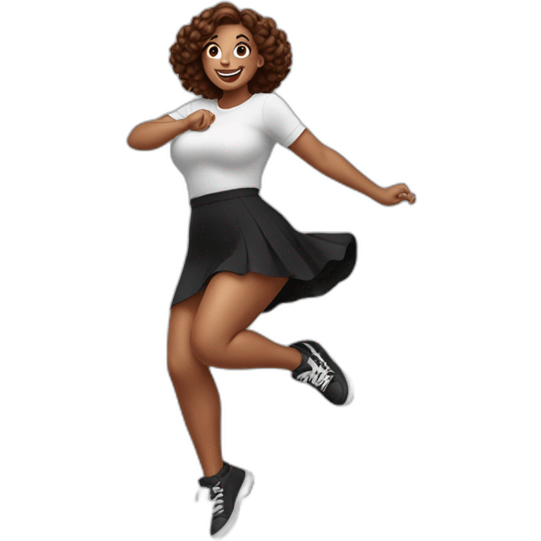 curvy beauty jumping black skirt emoji