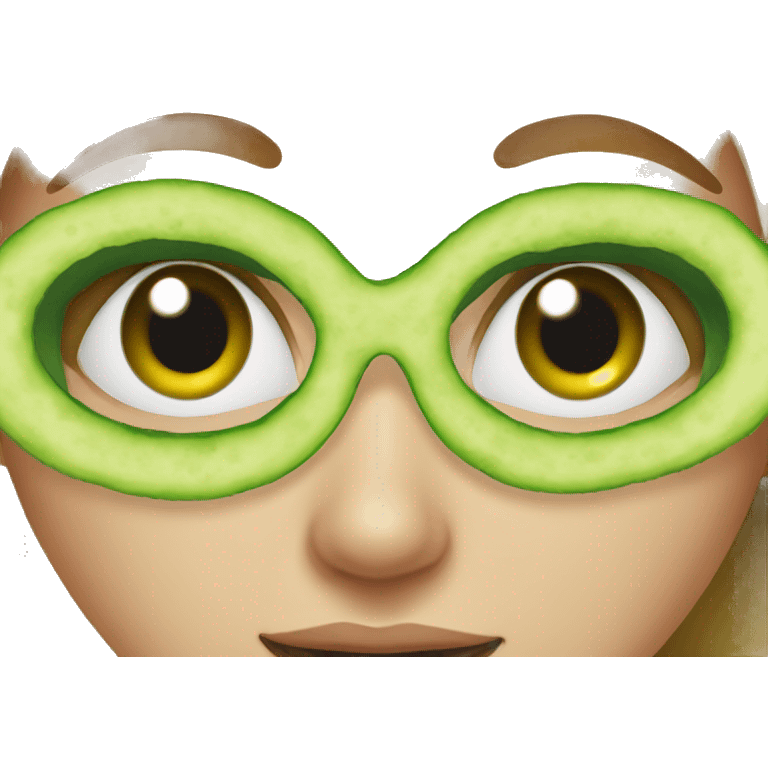 girl wearing cucumber on eyes emoji