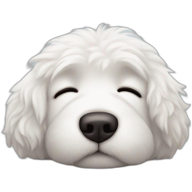 Fluffy white dog sleeping face emoji