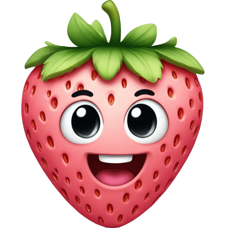 pink strawberry with a cute face  emoji