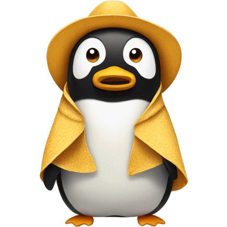 Mustache penguin in taco suit  emoji