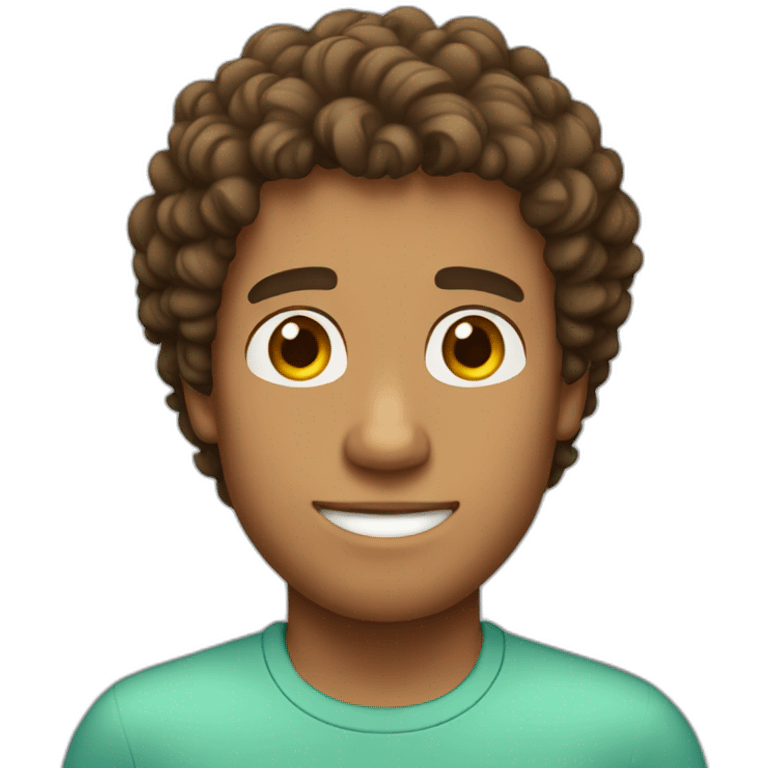 Man with curly brown hair and tanned skin  emoji